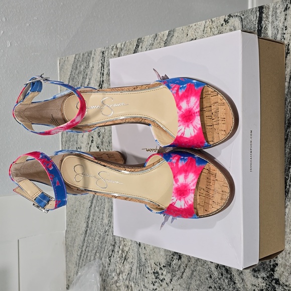 Jessica Simpson Tie-Dye Block Heel Sandals - Picture 2 of 5